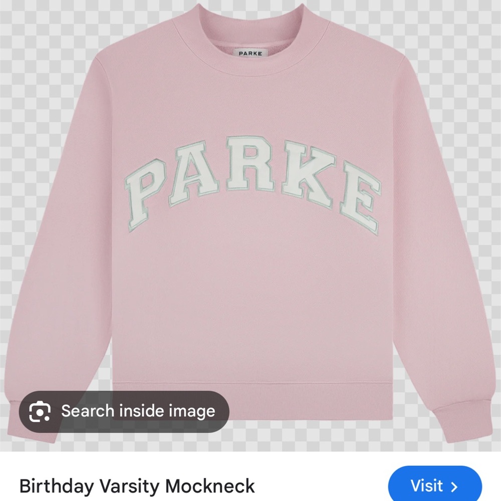 PARKE Pink Varsity Mockneck Sweatshirt